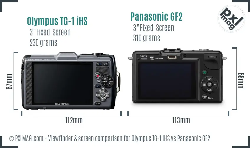 Olympus TG-1 iHS vs Panasonic GF2 Screen and Viewfinder comparison