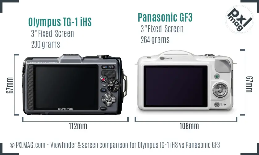 Olympus TG-1 iHS vs Panasonic GF3 Screen and Viewfinder comparison