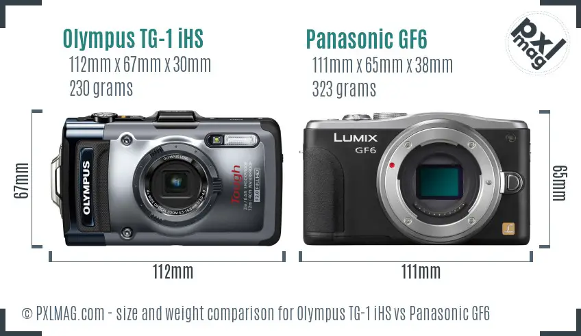 Olympus TG-1 iHS vs Panasonic GF6 size comparison