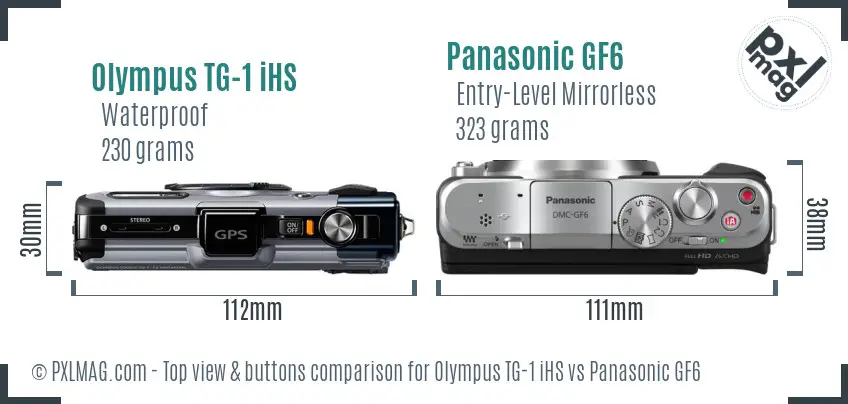 Olympus TG-1 iHS vs Panasonic GF6 top view buttons comparison