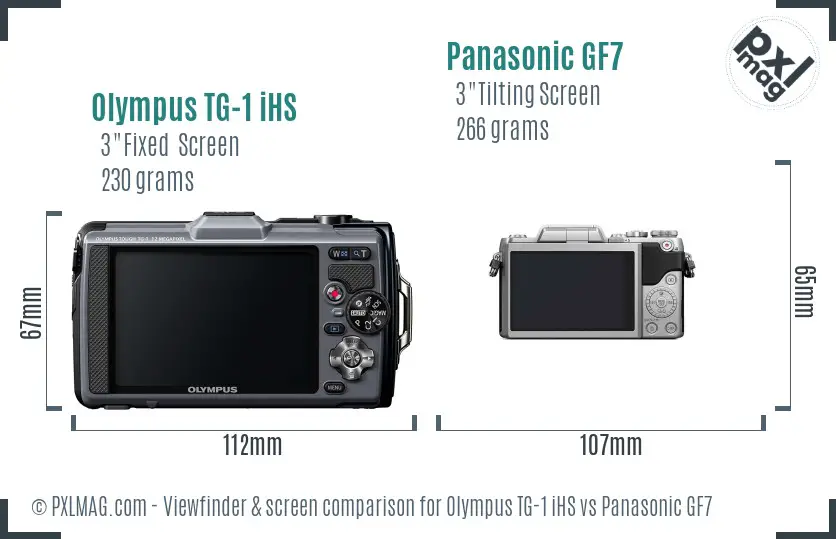 Olympus TG-1 iHS vs Panasonic GF7 Screen and Viewfinder comparison