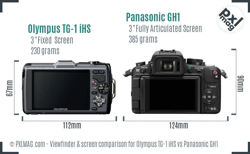 Olympus TG-1 iHS vs Panasonic GH1 Screen and Viewfinder comparison