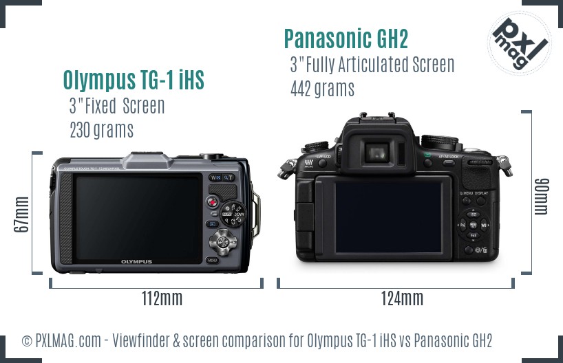 Olympus TG-1 iHS vs Panasonic GH2 Screen and Viewfinder comparison