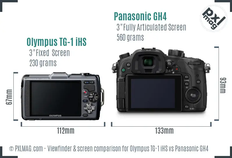 Olympus TG-1 iHS vs Panasonic GH4 Screen and Viewfinder comparison