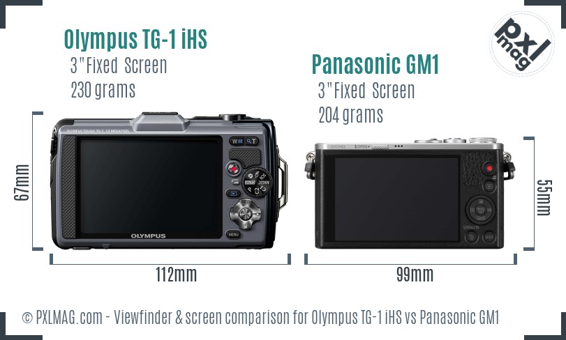 Olympus TG-1 iHS vs Panasonic GM1 Screen and Viewfinder comparison