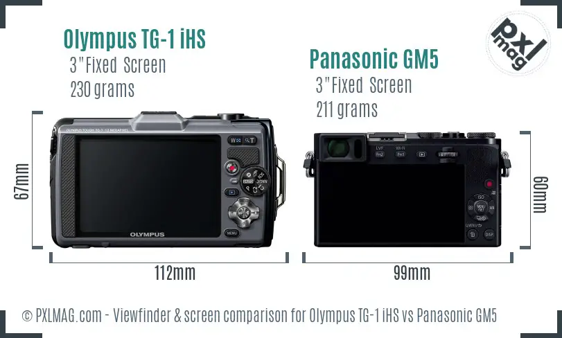 Olympus TG-1 iHS vs Panasonic GM5 Screen and Viewfinder comparison
