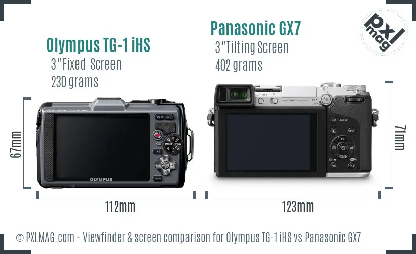 Olympus TG-1 iHS vs Panasonic GX7 Screen and Viewfinder comparison