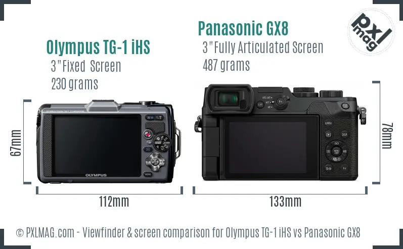 Olympus TG-1 iHS vs Panasonic GX8 Screen and Viewfinder comparison