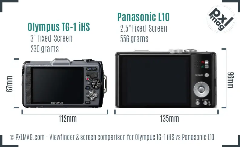 Olympus TG-1 iHS vs Panasonic L10 Screen and Viewfinder comparison