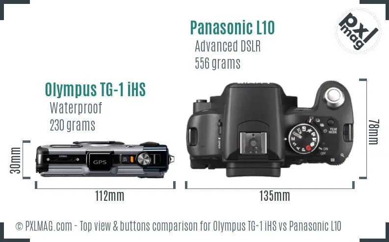 Olympus TG-1 iHS vs Panasonic L10 top view buttons comparison