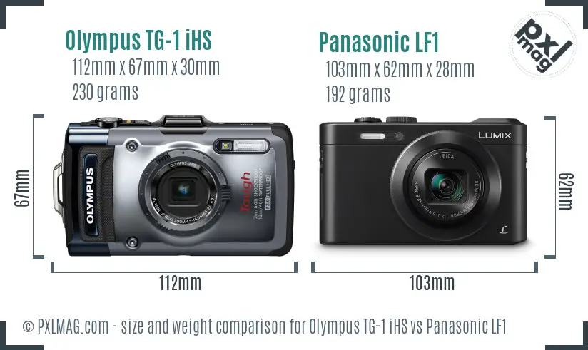 Olympus TG-1 iHS vs Panasonic LF1 size comparison