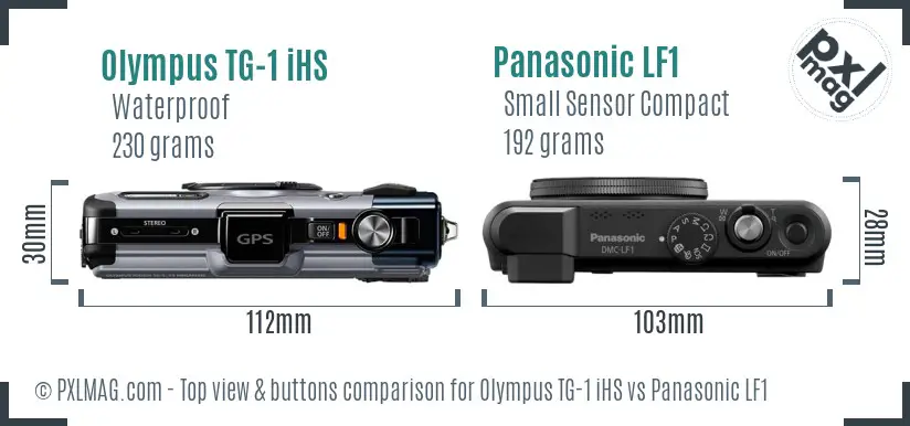 Olympus TG-1 iHS vs Panasonic LF1 top view buttons comparison