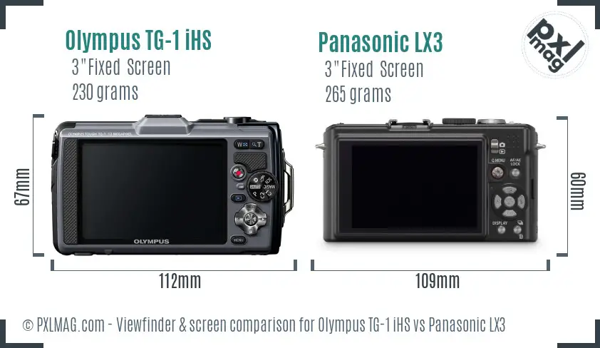 Olympus TG-1 iHS vs Panasonic LX3 Screen and Viewfinder comparison