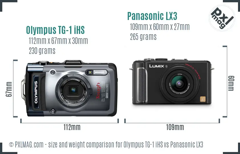 Olympus TG-1 iHS vs Panasonic LX3 size comparison
