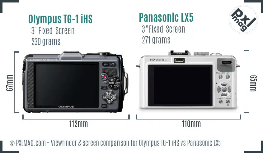 Olympus TG-1 iHS vs Panasonic LX5 Screen and Viewfinder comparison