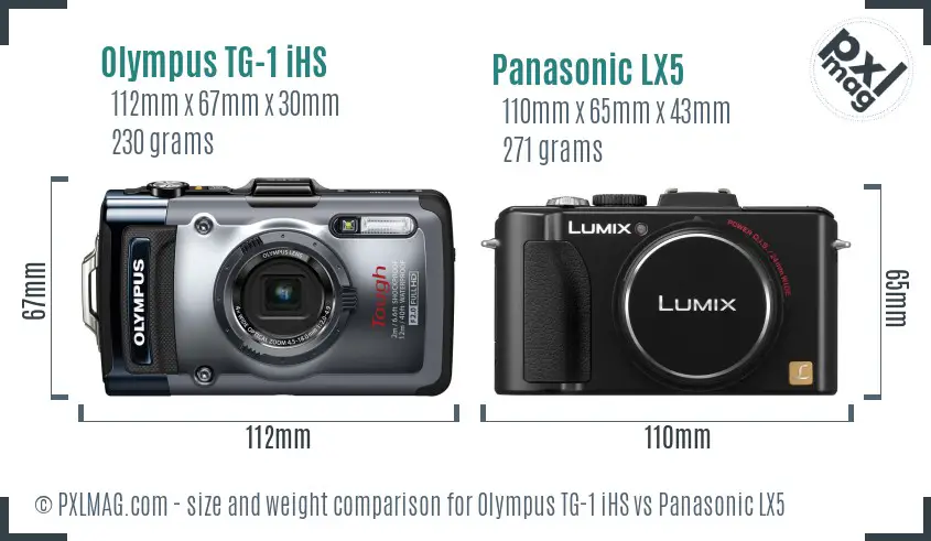 Olympus TG-1 iHS vs Panasonic LX5 size comparison