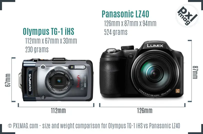 Olympus TG-1 iHS vs Panasonic LZ40 size comparison Olympus TG-1 iHS vs Panasonic LZ40 size comparison