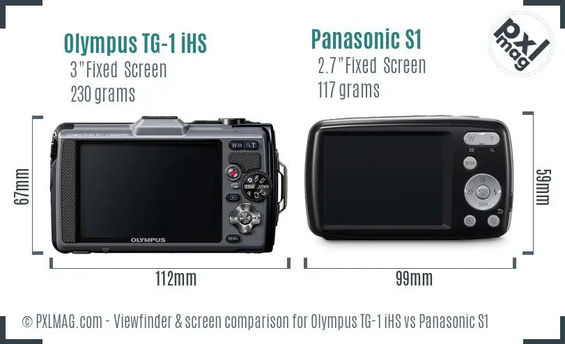 Olympus TG-1 iHS vs Panasonic S1 Screen and Viewfinder comparison