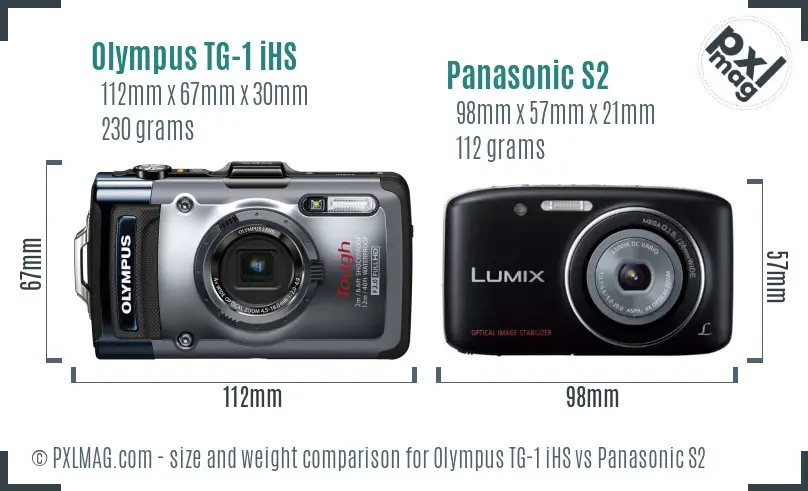 Olympus TG-1 iHS vs Panasonic S2 size comparison Olympus TG-1 iHS vs Panasonic S2 size comparison