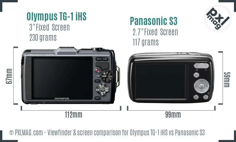 Olympus TG-1 iHS vs Panasonic S3 Screen and Viewfinder comparison