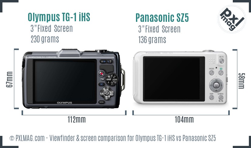 Olympus TG-1 iHS vs Panasonic SZ5 Screen and Viewfinder comparison
