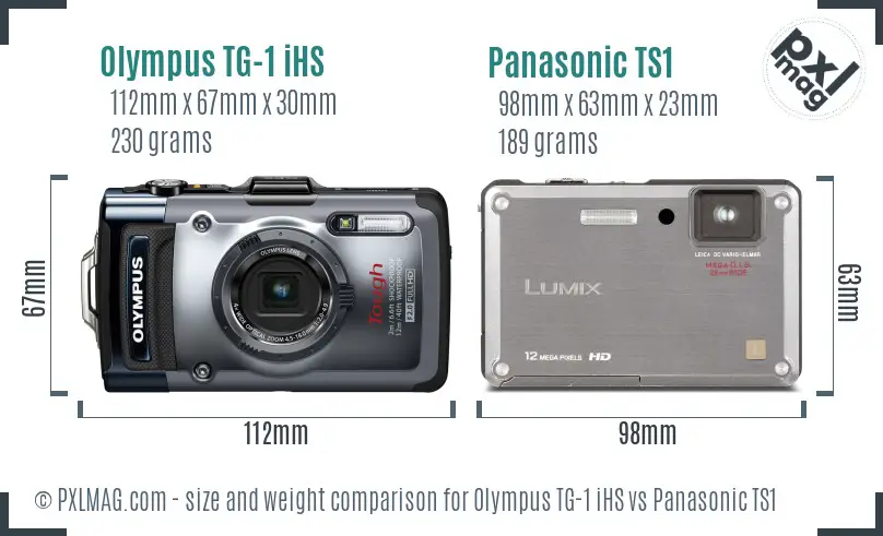 Olympus TG-1 iHS vs Panasonic TS1 size comparison