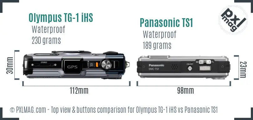 Olympus TG-1 iHS vs Panasonic TS1 top view buttons comparison