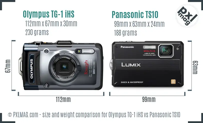 Olympus TG-1 iHS vs Panasonic TS10 size comparison