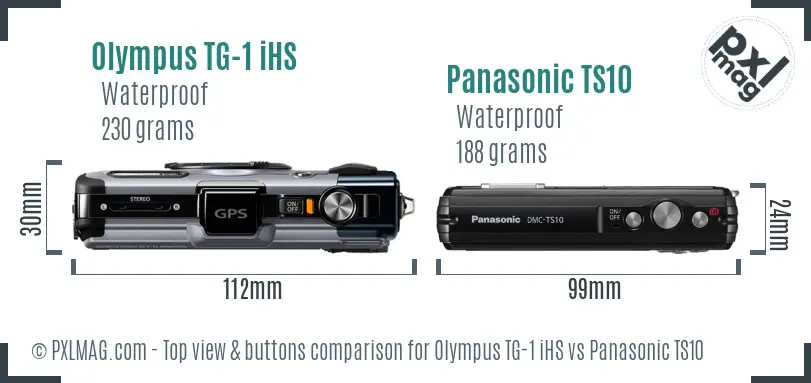 Olympus TG-1 iHS vs Panasonic TS10 top view buttons comparison