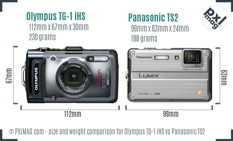 Olympus TG-1 iHS vs Panasonic TS2 size comparison