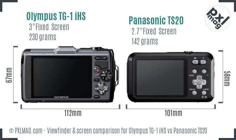 Olympus TG-1 iHS vs Panasonic TS20 Screen and Viewfinder comparison