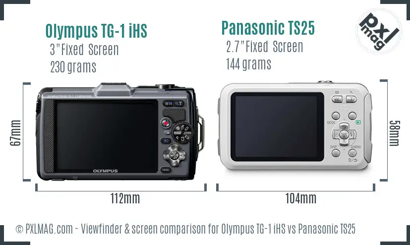 Olympus TG-1 iHS vs Panasonic TS25 Screen and Viewfinder comparison
