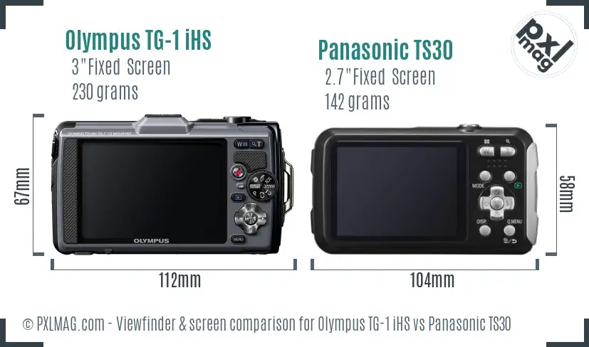 Olympus TG-1 iHS vs Panasonic TS30 Screen and Viewfinder comparison