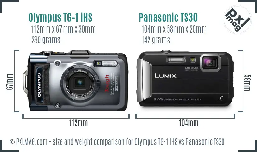 Olympus TG-1 iHS vs Panasonic TS30 size comparison
