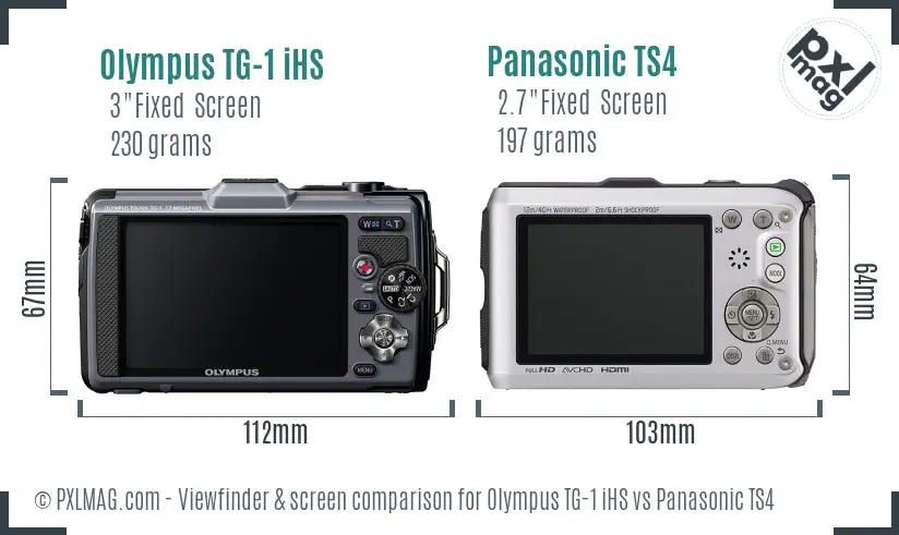Olympus TG-1 iHS vs Panasonic TS4 Screen and Viewfinder comparison