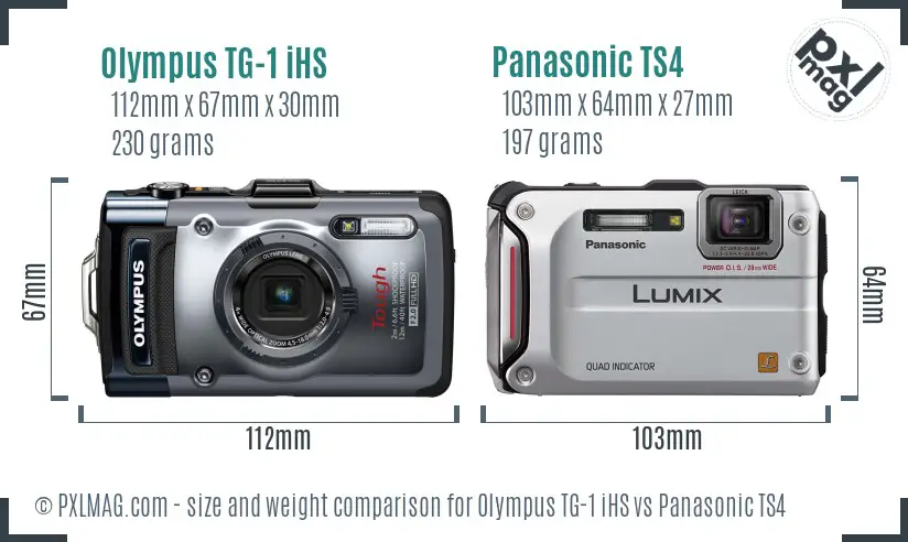 Olympus TG-1 iHS vs Panasonic TS4 size comparison