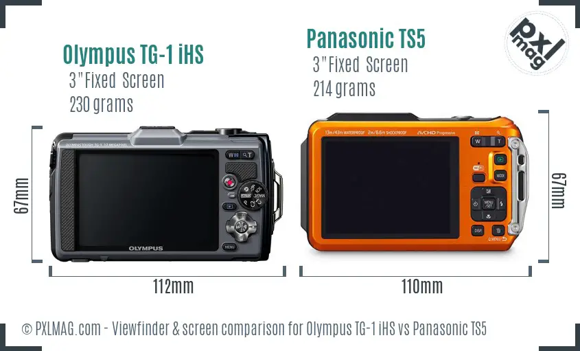 Olympus TG-1 iHS vs Panasonic TS5 Screen and Viewfinder comparison