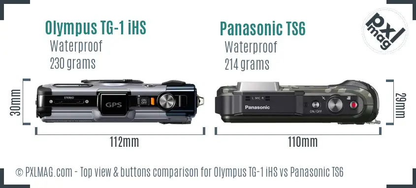 Olympus TG-1 iHS vs Panasonic TS6 top view buttons comparison