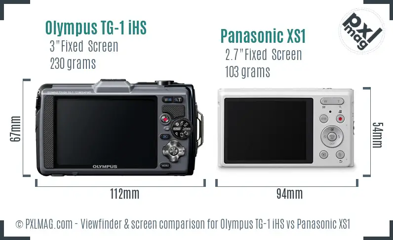Olympus TG-1 iHS vs Panasonic XS1 Screen and Viewfinder comparison