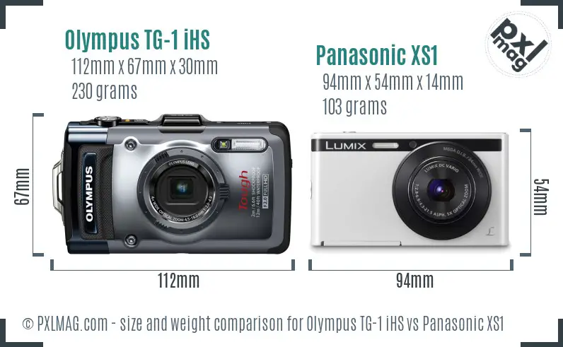 Olympus TG-1 iHS vs Panasonic XS1 size comparison