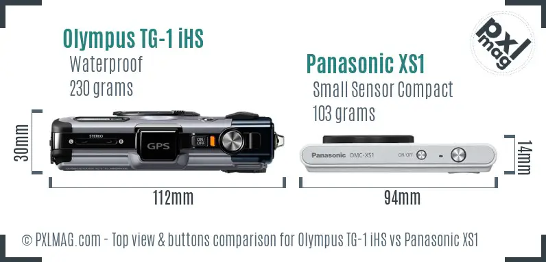 Olympus TG-1 iHS vs Panasonic XS1 top view buttons comparison
