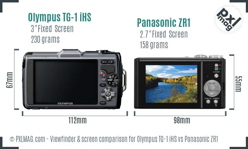 Olympus TG-1 iHS vs Panasonic ZR1 Screen and Viewfinder comparison
