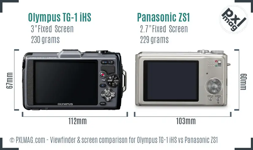 Olympus TG-1 iHS vs Panasonic ZS1 Screen and Viewfinder comparison