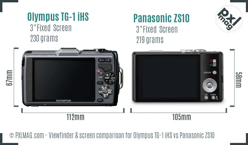 Olympus TG-1 iHS vs Panasonic ZS10 Screen and Viewfinder comparison