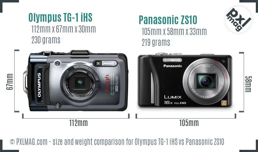 Olympus TG-1 iHS vs Panasonic ZS10 size comparison