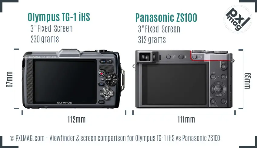 Olympus TG-1 iHS vs Panasonic ZS100 Screen and Viewfinder comparison