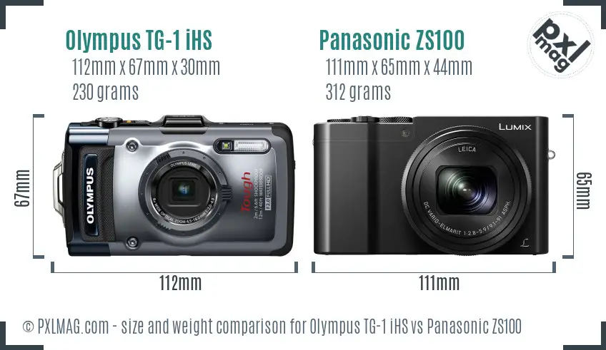 Olympus TG-1 iHS vs Panasonic ZS100 size comparison