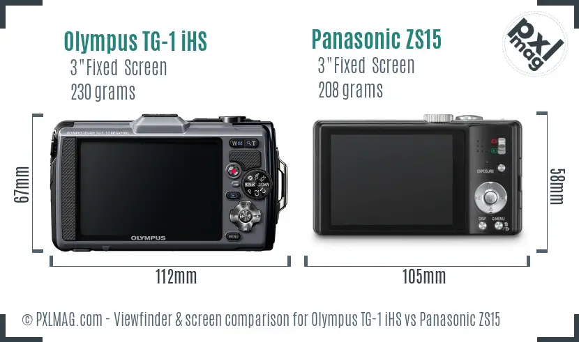 Olympus TG-1 iHS vs Panasonic ZS15 Screen and Viewfinder comparison