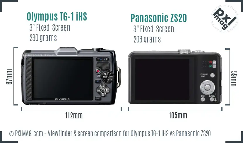 Olympus TG-1 iHS vs Panasonic ZS20 Screen and Viewfinder comparison