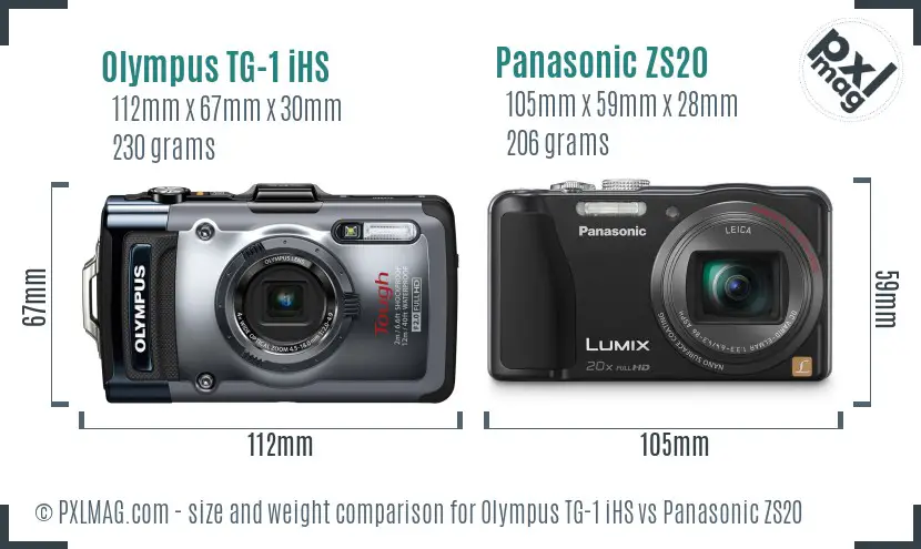 Olympus TG-1 iHS vs Panasonic ZS20 size comparison